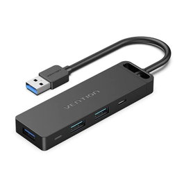 Vention Docking USB 3.0 CHVBB con 3 puertos USB, 1 Micro USB PD, lector de tarjetas SD y MicroSD, Negro
